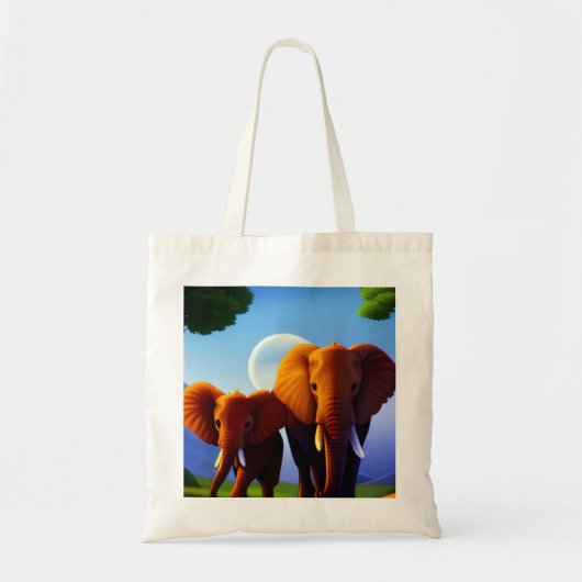 Design éléphant sur sac fourre-tout. (Devant)