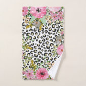Design Empreinte de léopard et floral élégant (Serviette à main)
