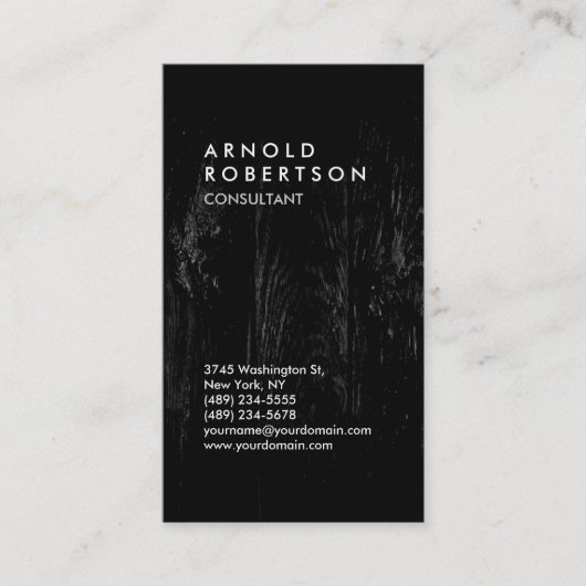Design en bois noir effet Carte de visite moderne (Devant)