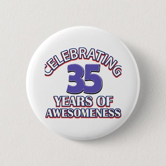 design en geschenken van 35 jaar oud ronde button 5,7 cm (Voorkant)