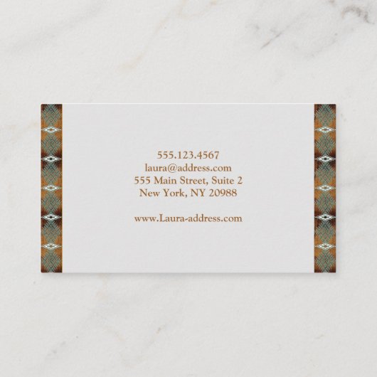 Design ethnique du sud-ouest. Texte.   Carte de vi (Dos)