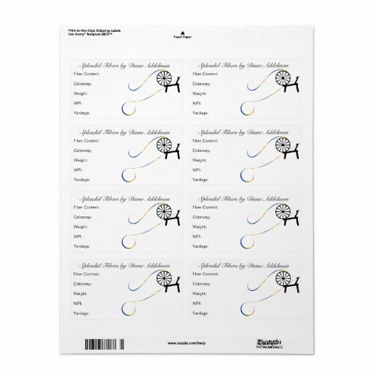 Design Étiquette d'ID de fils Fibre Arts (Feuille entière)