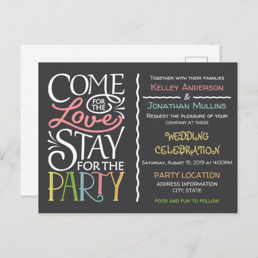 Design faire-part de mariage amusant (Devant / Derrière)