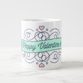 design featuring the quote "Happy valentines" Extra Grote Beker (Voorkant)
