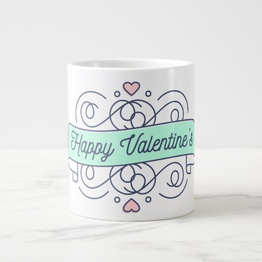  design featuring the quote "Happy valentines" Extra Grote Beker (Voorkant)