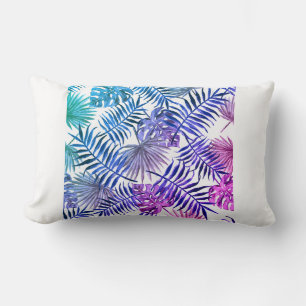 design feuille moderne lancer oreiller bleu et vio
