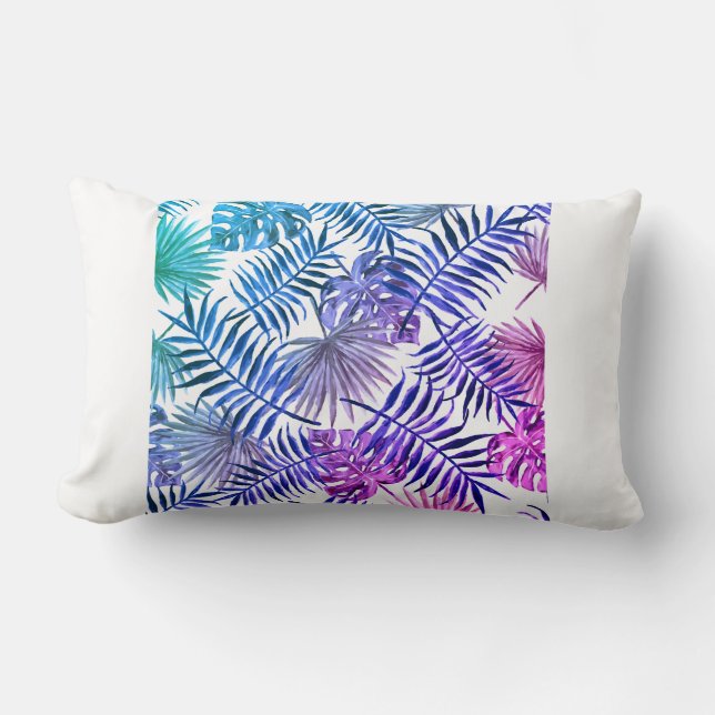 design feuille moderne lancer oreiller bleu et vio (Recto)