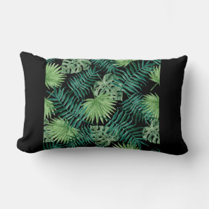 design feuille moderne lancer oreiller vert et noi