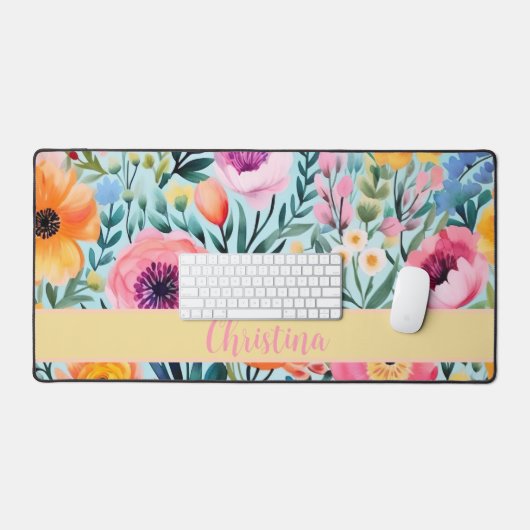 design fleuri d'été coloré avec nom (Clavier et souris)