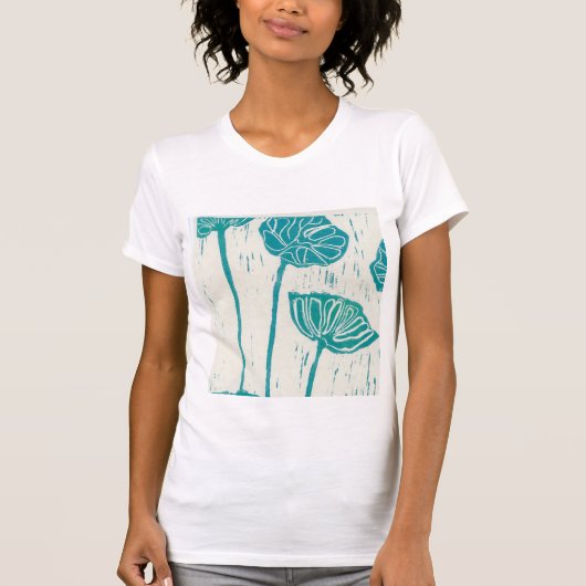 design floral bleu sur T-shirt (Devant)