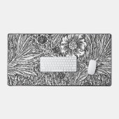 Design floral complexe en noir et blanc (Clavier et souris)