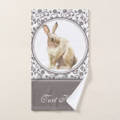 Design floral personnalisé de lapin de Pâques (Serviette à main)