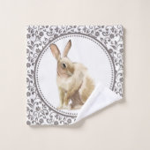 Design floral personnalisé de lapin de Pâques (Gant de toilette)