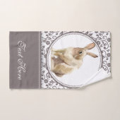 Design floral personnalisé de lapin de Pâques (Serviette à main)