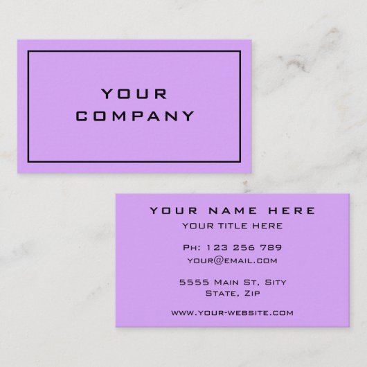 Design frais Carte de visite violet - Vos couleurs (Devant / Derrière)