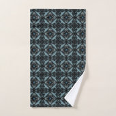 design, géométrique, bleu, noir, oriental, (Serviette à main)