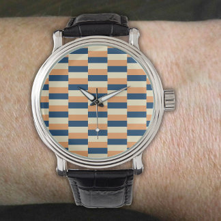 Design in three colors (blue, yellow, terracotta) horloge