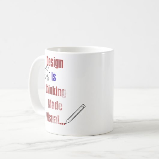 Design is denken in visuele vorm – Minimaal grafis Koffiemok (Voorkant links)