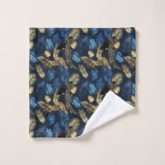 Design Leopard bleu et or 8 (Gant de toilette)