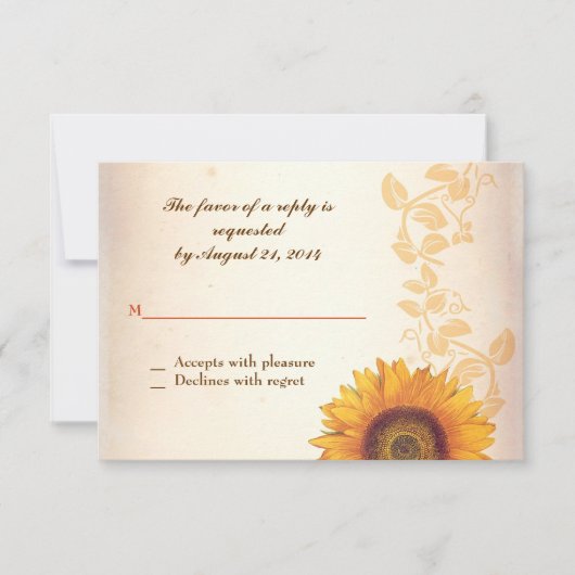 design mariage rsvp avec tournesol (Devant)