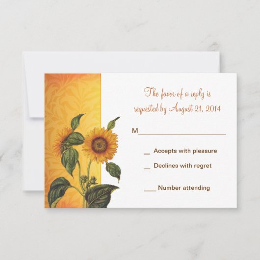design mariage rsvp avec tournesol (Devant)