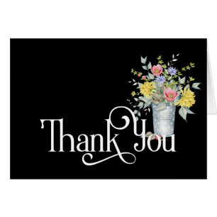 Design Merci simple avec bouquet dans un seau