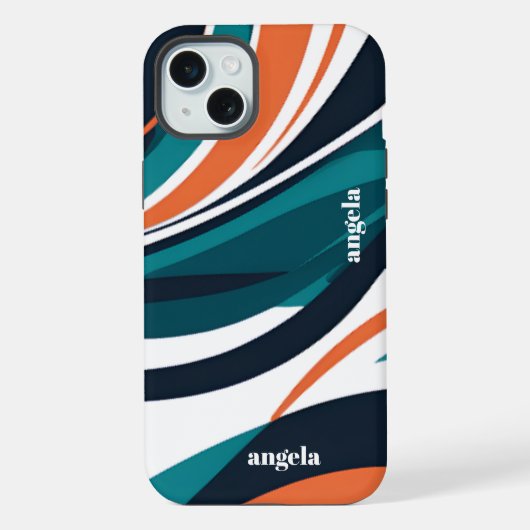 Design moderne abstrait orange turquoise noir (Verso)