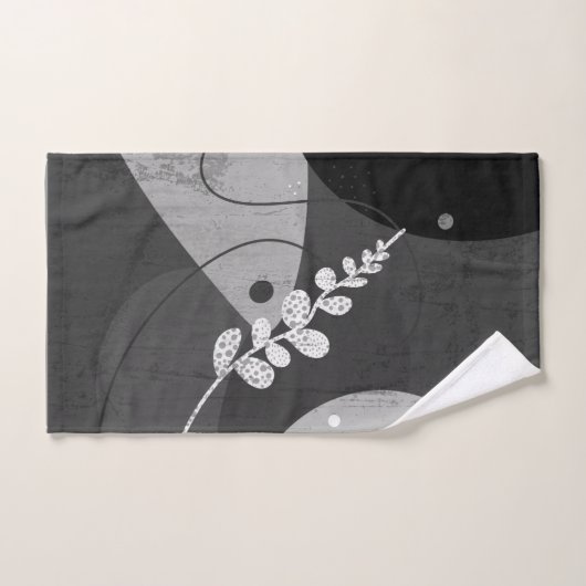 design moderne art abstrait gris et noir (Serviette à main)