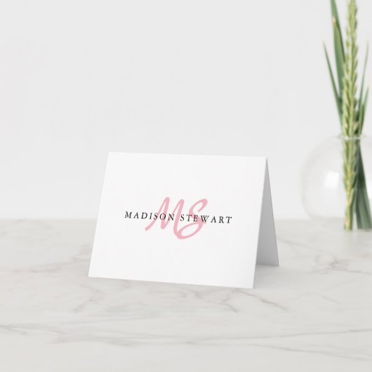 Design Moderne Chic Blush Pink Script Monogramme (Devant)