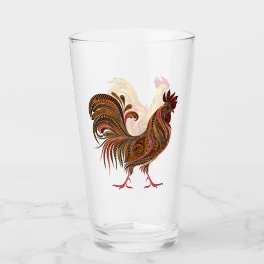 Design moderne coq poulet verre d'art (Devant)