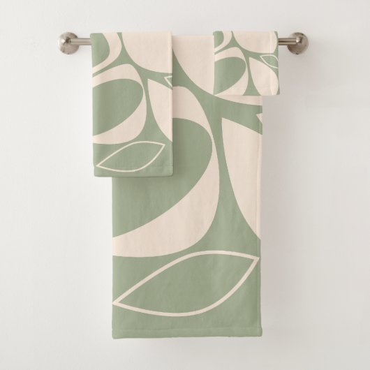 Design moderne Design Vert Sage Crème Motif Abstra (En situation)