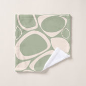 Design moderne Design Vert Sage Crème Motif Abstra (Gant de toilette)