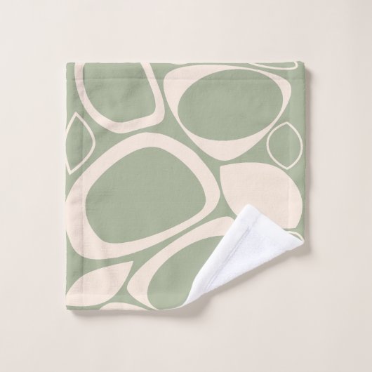 Design moderne Design Vert Sage Crème Motif Abstra (Gant de toilette)