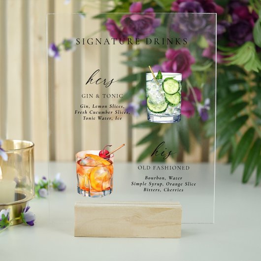 Design moderne et élégant Signature Boissons Cockt