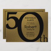 Design moderne Gold et noir Invitation d'anniversa (Devant / Derrière)