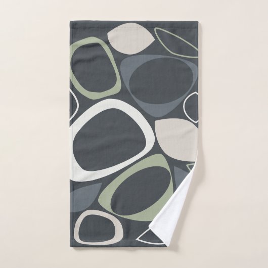 Design moderne Gris Sage Vert Motif Abstrait (Serviette à main)