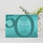 Design moderne or et Turquoise invitation d'annive (Debout devant)