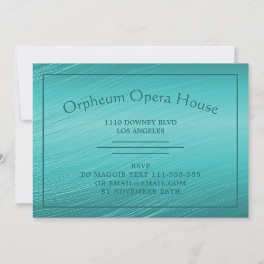 Design moderne or et Turquoise invitation d'annive (Dos)