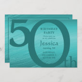 Design moderne or et Turquoise invitation d'annive (Devant / Derrière)