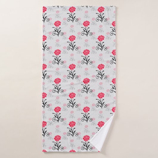 Design Motif de l'étalage de fleurs de rose rouge (Serviette de bain)