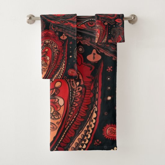 Design Motif gras et magnifique Red Paisley (En situation)