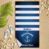 Design nautique Marine Bleu Serviette de plage ray