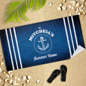 Design nautique Marine Bleu Serviette de plage ray