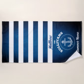Design nautique Marine Bleu Serviette de plage ray (Devant)