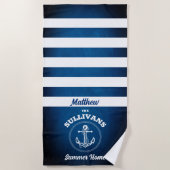Design nautique Marine Bleu Serviette de plage ray (Devant)