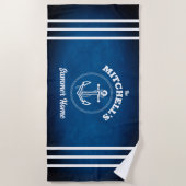 Design nautique Marine Bleu Serviette de plage ray (Devant)
