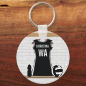  design netball zwart-wit sleutelhanger (Voorkant)