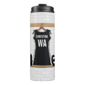 design netball zwart-wit thermosbeker (Voorkant)