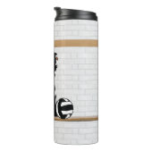 design netball zwart-wit thermosbeker (Geroteerd rechts)