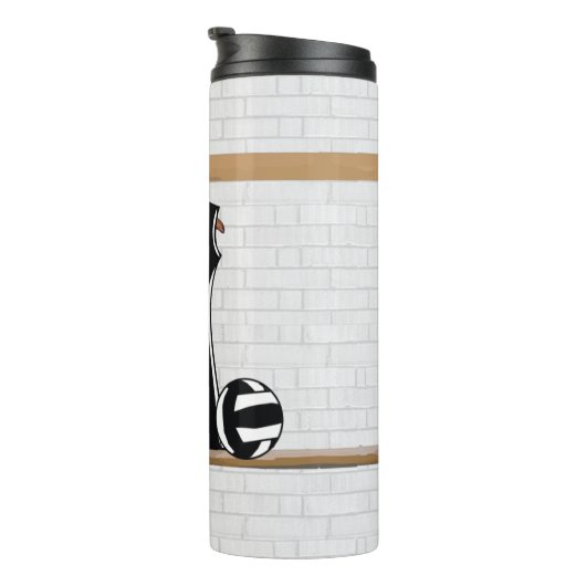 design netball zwart-wit thermosbeker (Geroteerd rechts)